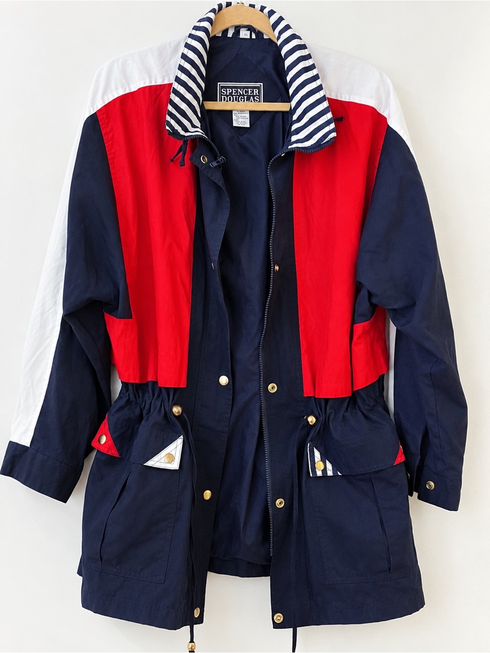 Vintage Spencer Douglas Nautical Colorblock Midi Jacket — Women's 1X